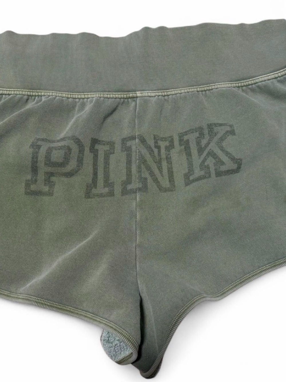 PINK Victoria's Secret Olive Green Logo Lounge Shorts